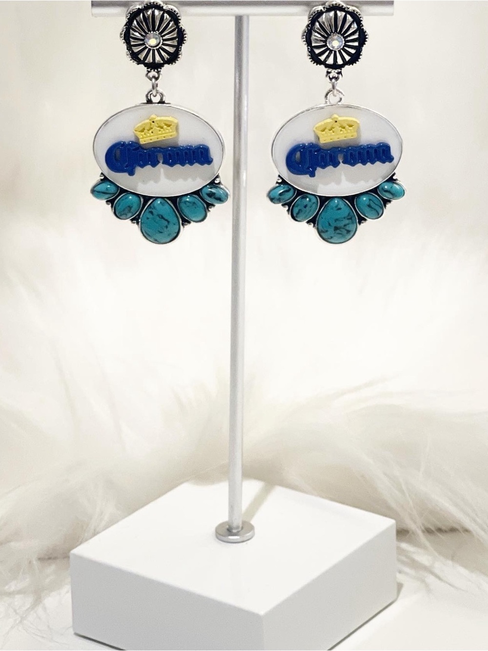 Corona Logo Turquoise Drop Earrings - Unbranded